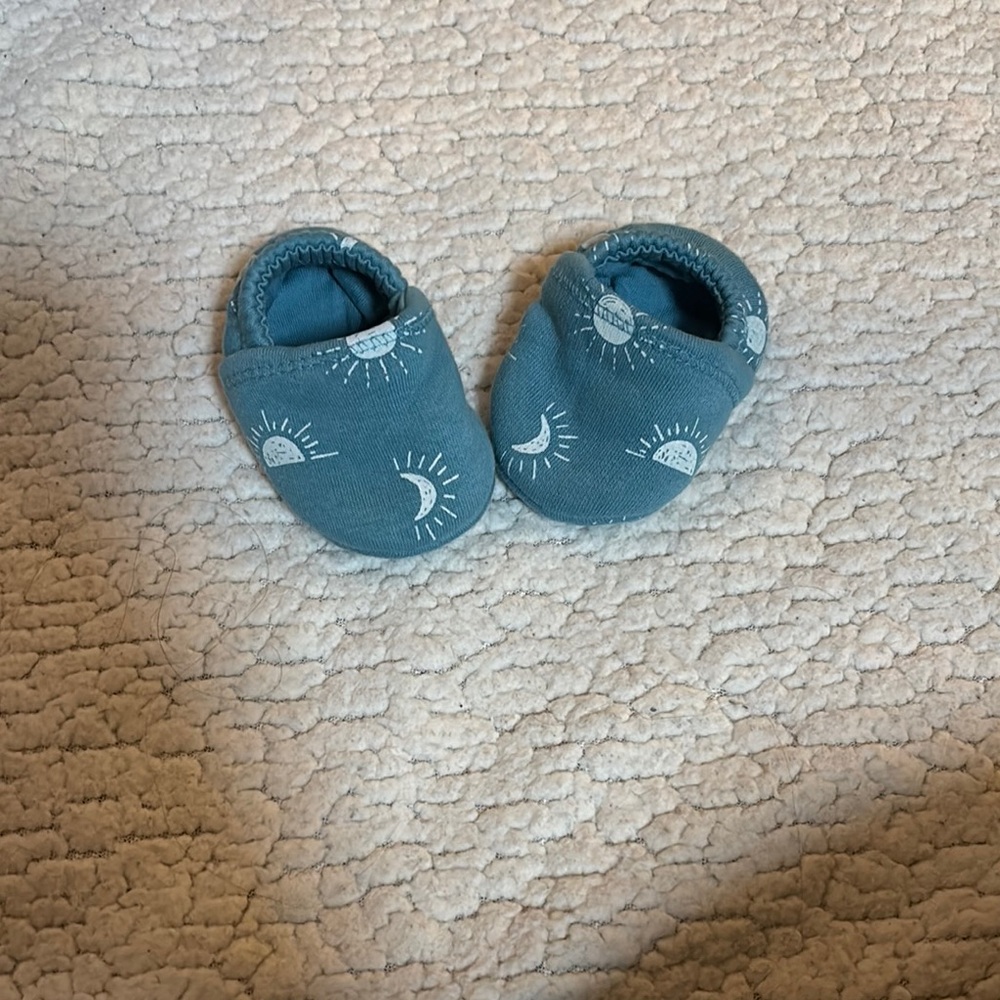 Blue Kids Shoes with Sun and Moon Design